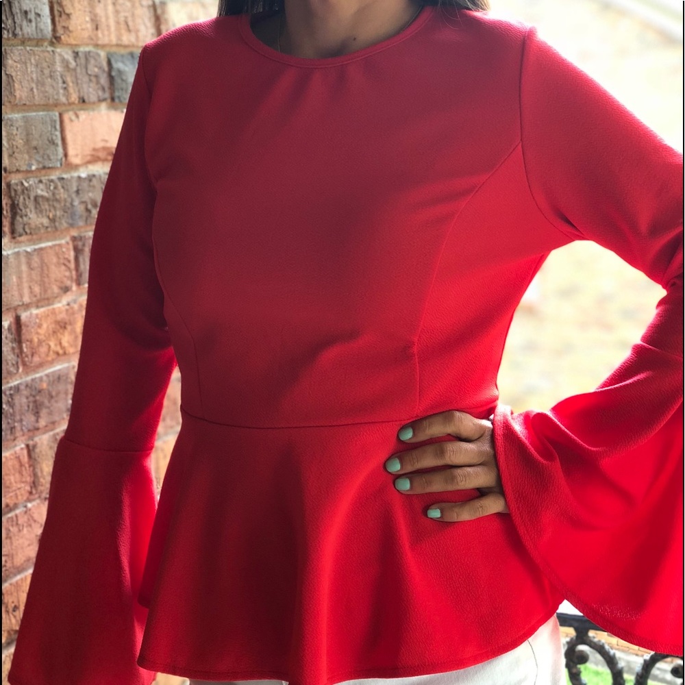 cute red ruffle blouse